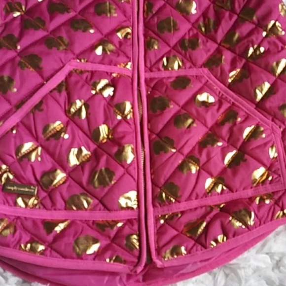Simply Southern‎ tried & true pink/gold vest elephants print size Small pockets - Picture 3 of 9